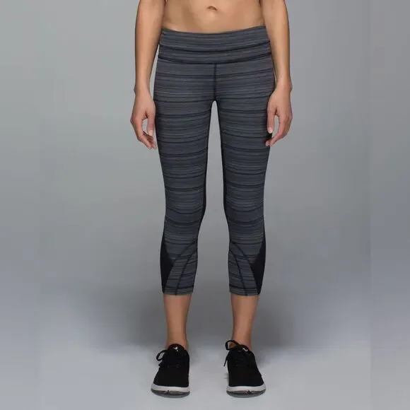 Lululemon Run: Inspire Crop II (Mesh) in Cyber Stripe Deep Coal Black - Picture 3 of 11